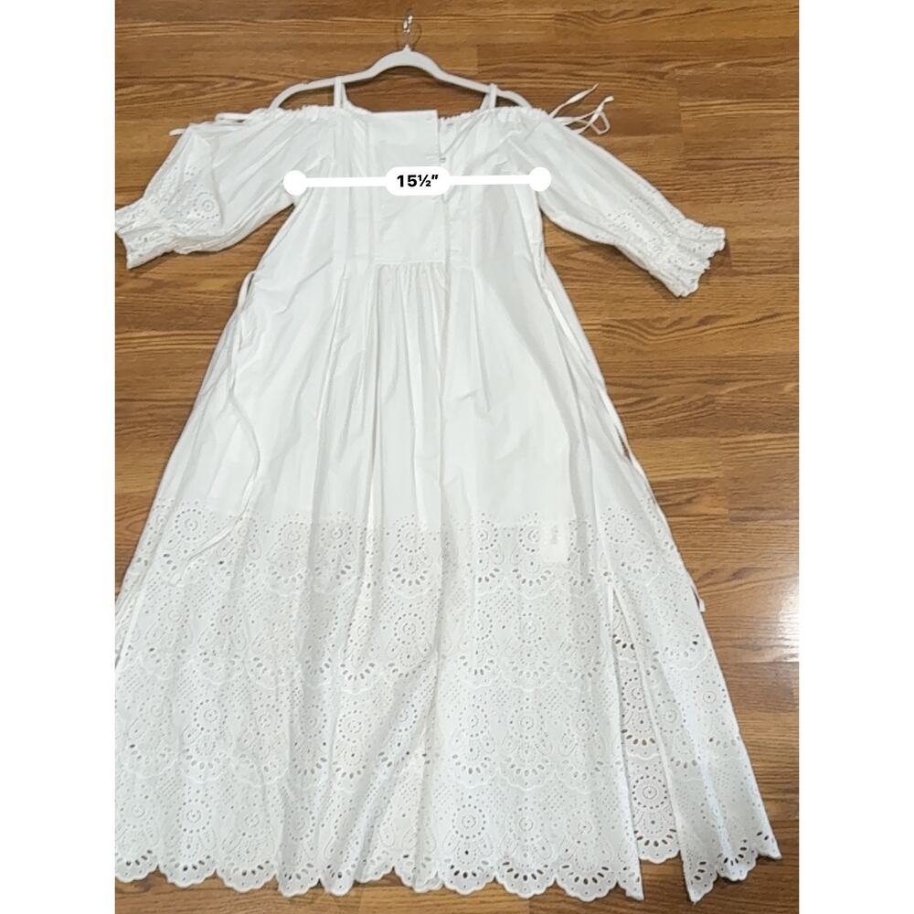 Ulla Johnson Narcisa White Eyelet Off Shoulder Puff Sleeve Maxi Dress 0 - Picture 8 of 14